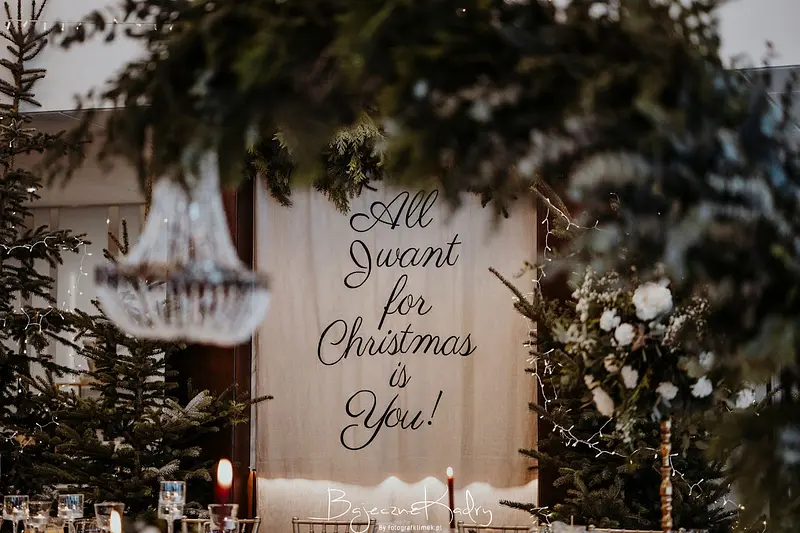 Tkanina z napisem ALL I WANT FOR CHRISTMAS IS YOU